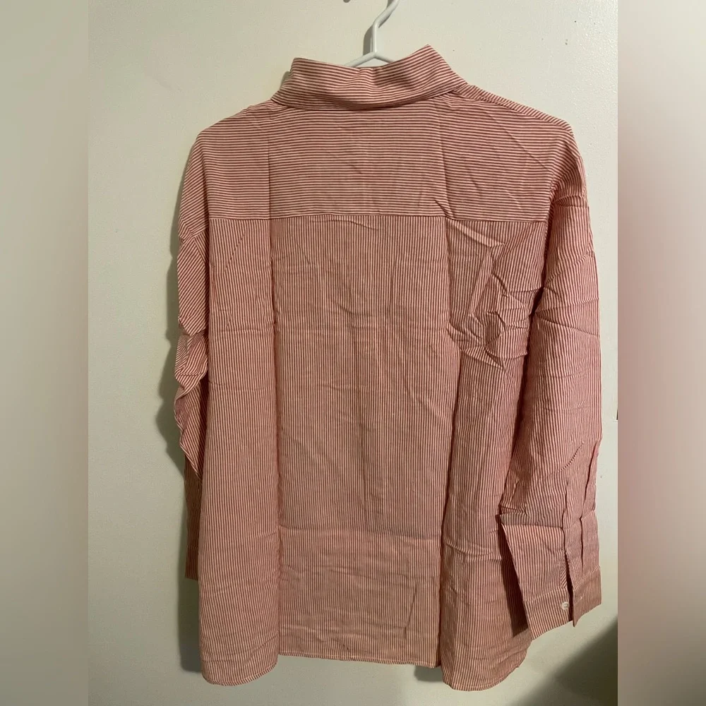 Sz L OMSJ OMSJ Women's Striped Button Down Shirts Casual Long Sleeve Stylish V - Picture 6 of 12